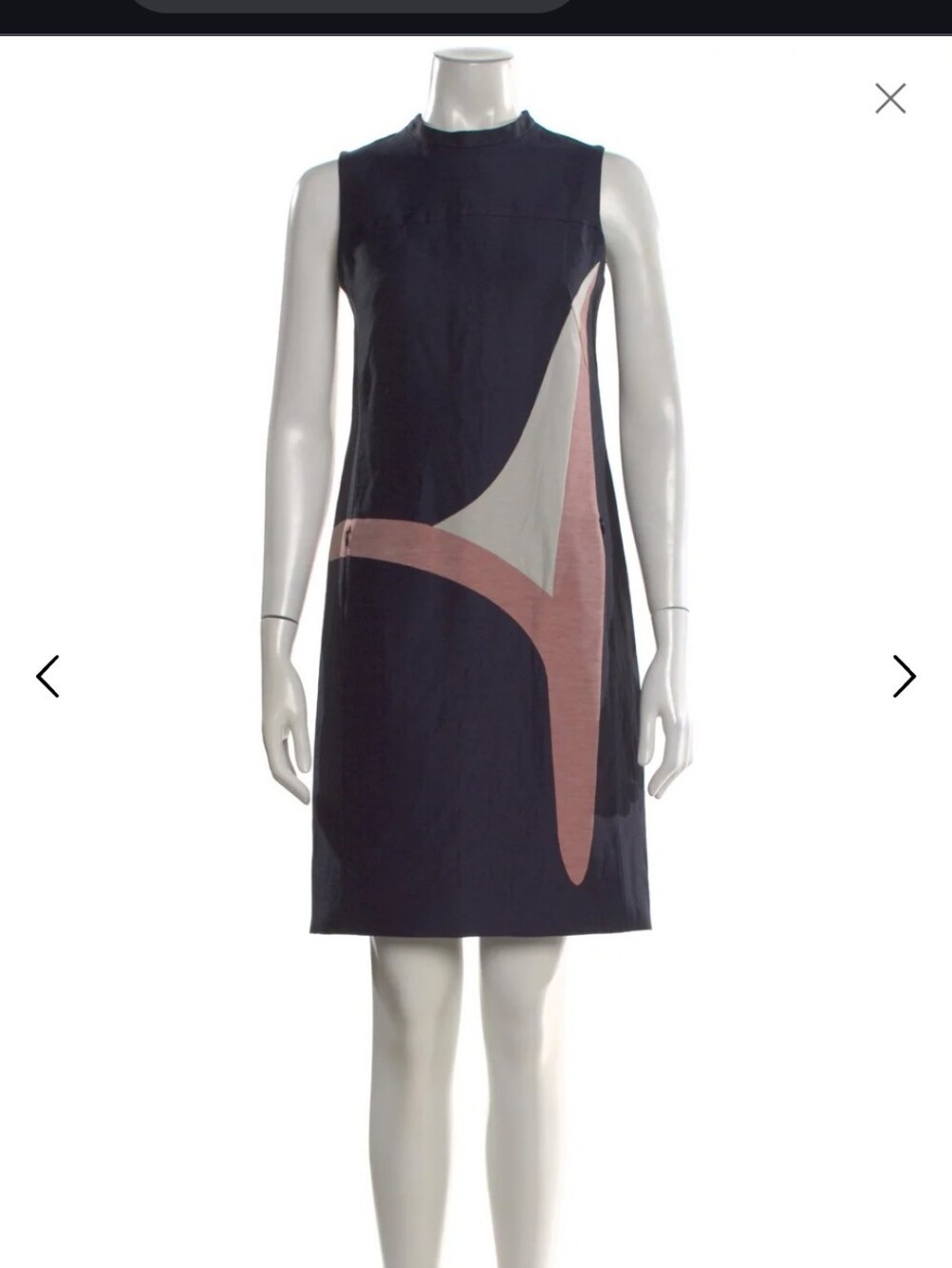 Akris Punto Womens Linen Sleeveless Zip Up Midi ShiftDress Navy S